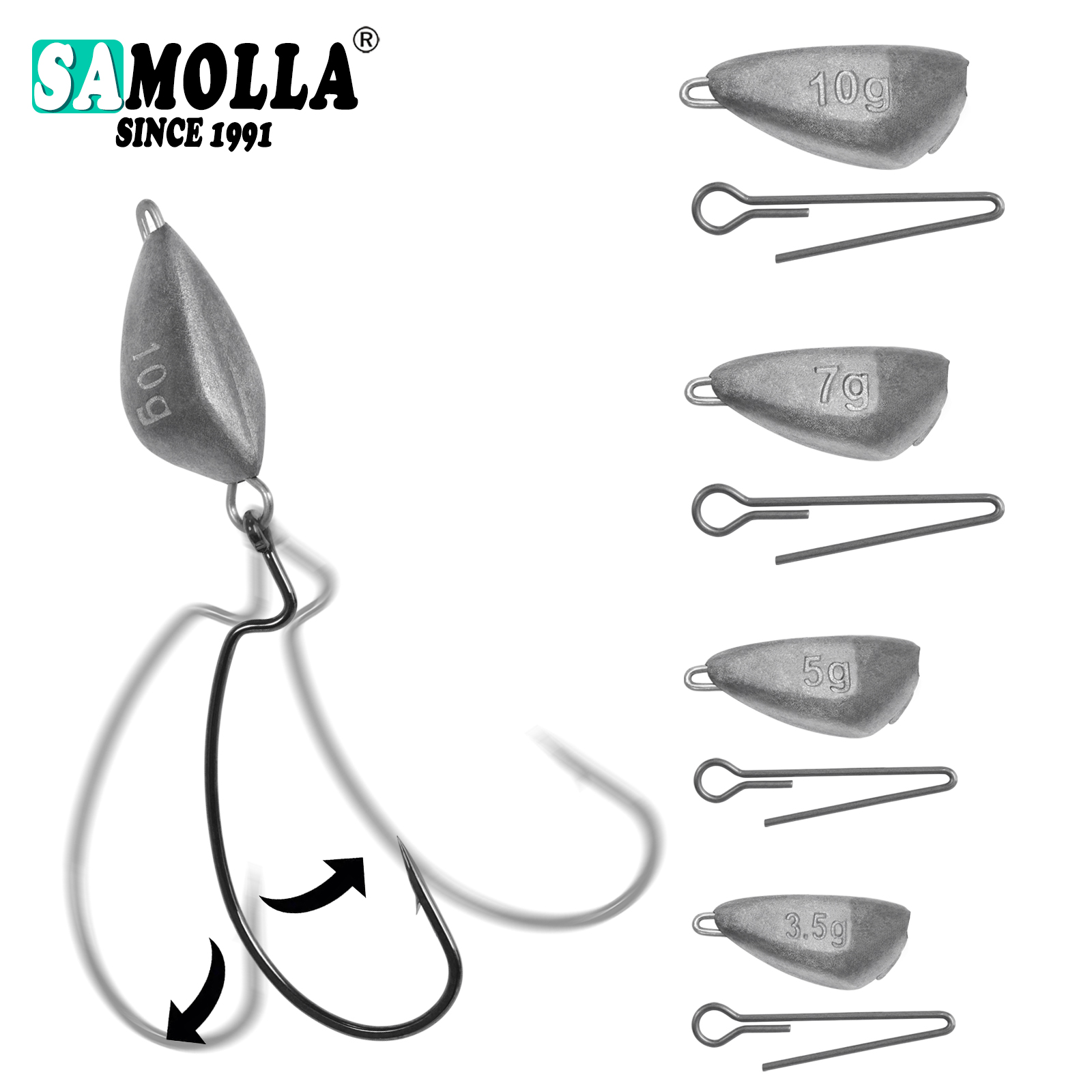 Fishing Hook Jig - SAMOLLA 5 pièces poids de pêche